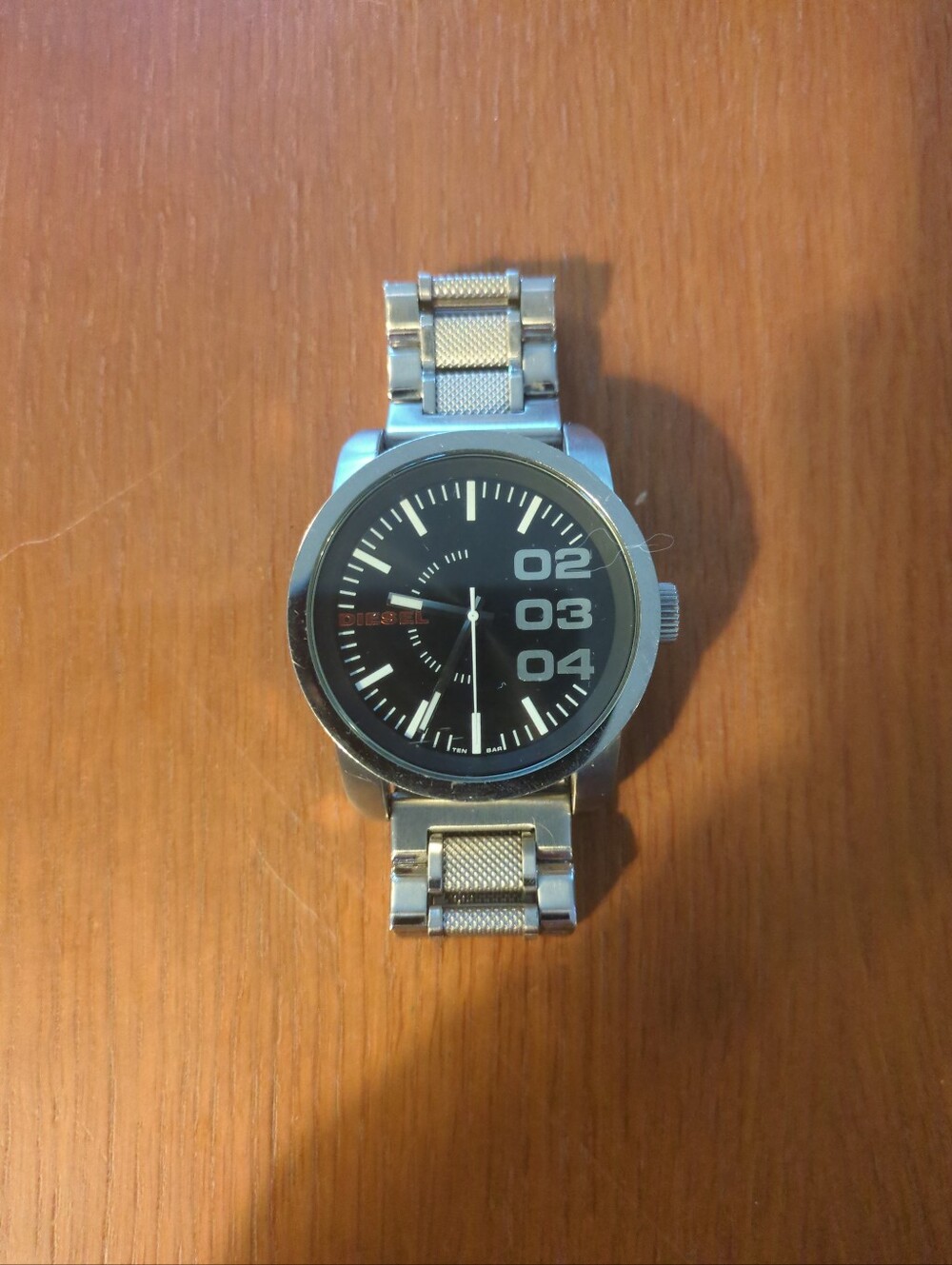 Diesel DZ-1370 Men's Stainless Steel Silver Watch with Black Dial